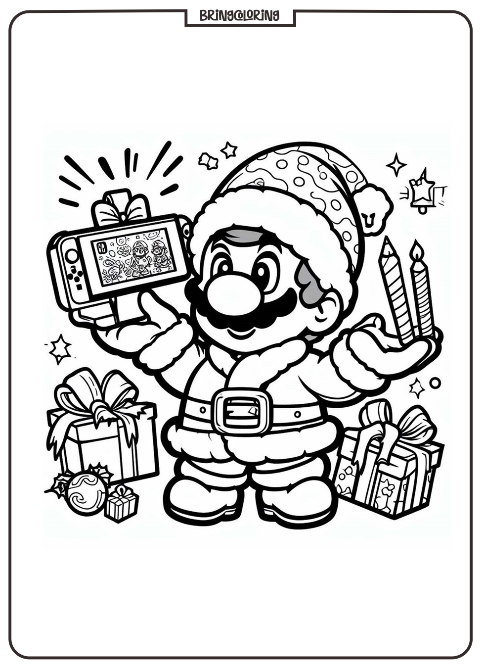 Mario Christmas Coloring Pages for Kids 1 Mario Christmas Coloring Online Page for Kids