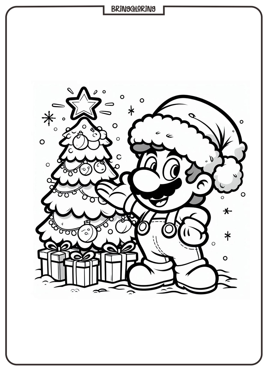 Mario Christmas Coloring Pages for Kids 2 Mario Christmas Coloring Online Page