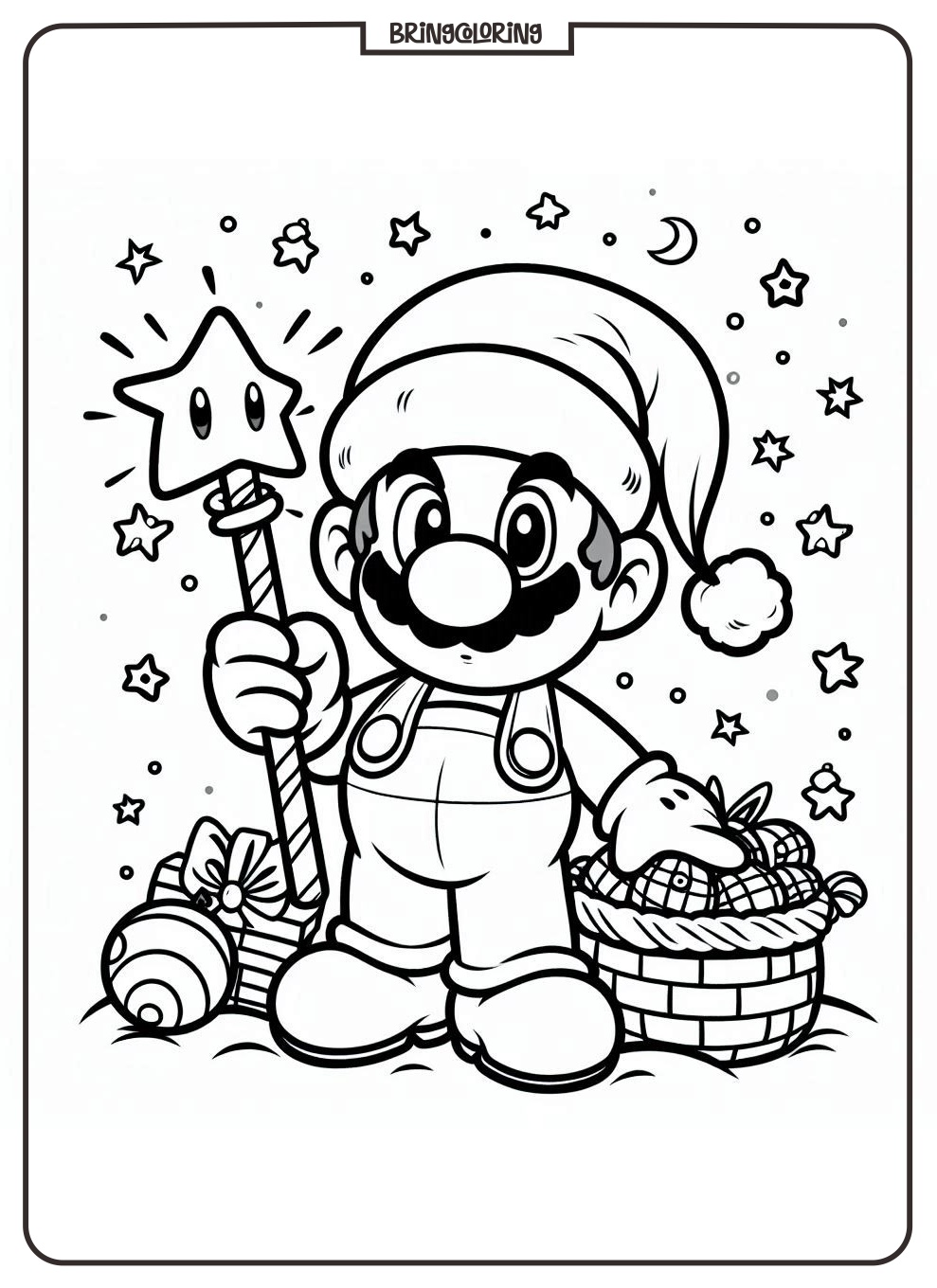 Mario Christmas Coloring Pages for Kids 4 Mario Christmas Coloring Online Pages
