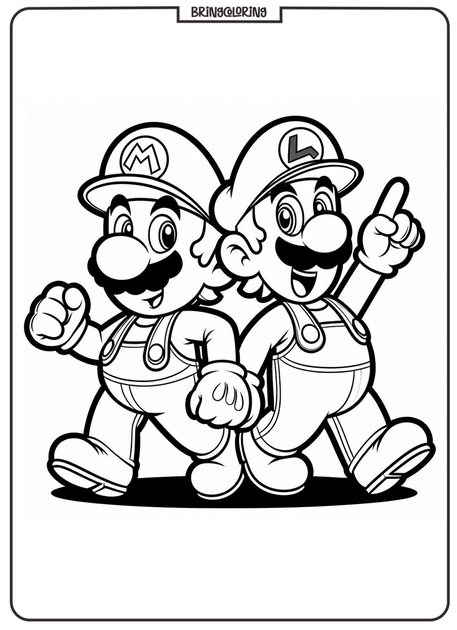 Jump into Fun with Mario and Luigi Coloring Pages for Kids! 2 Mario and Luigi Coloring Online pages bringcoloring.com