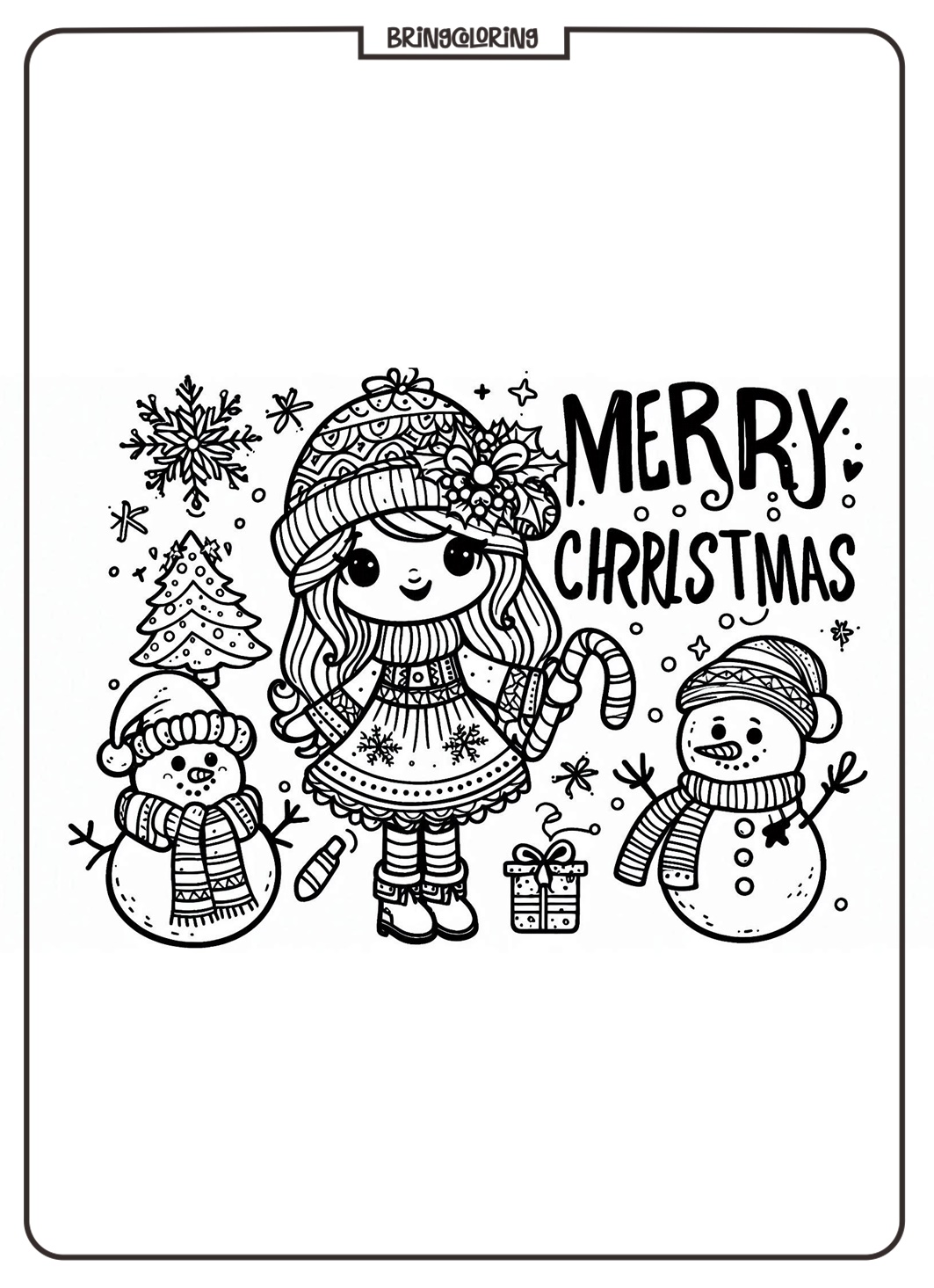Merry Christmas Coloring Page bringcoloring.com
