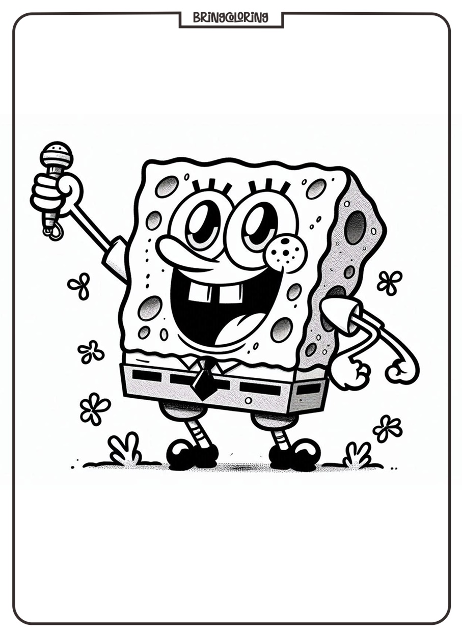 The Cheerful and Funny SpongeBob Coloring Pages 1 Spongebob coloring online page for kids