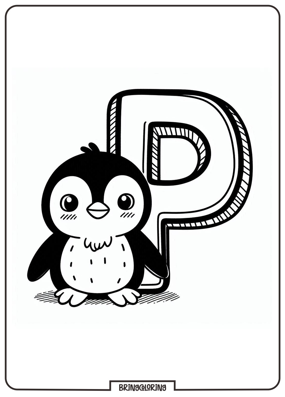 Alphabet Letter P with Penguin Coloring Pages 2 alphabet letter P with Penguin coloring page for kids - bringcoloring.com