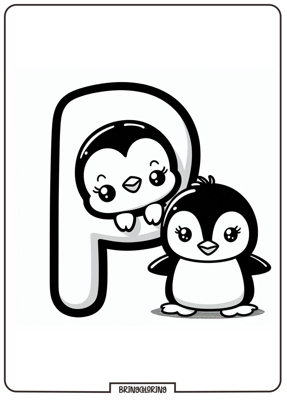 Alphabet Letter P with Penguin Coloring Pages 3 alphabet letter P with Penguin coloring pages for kids - bringcoloring.com