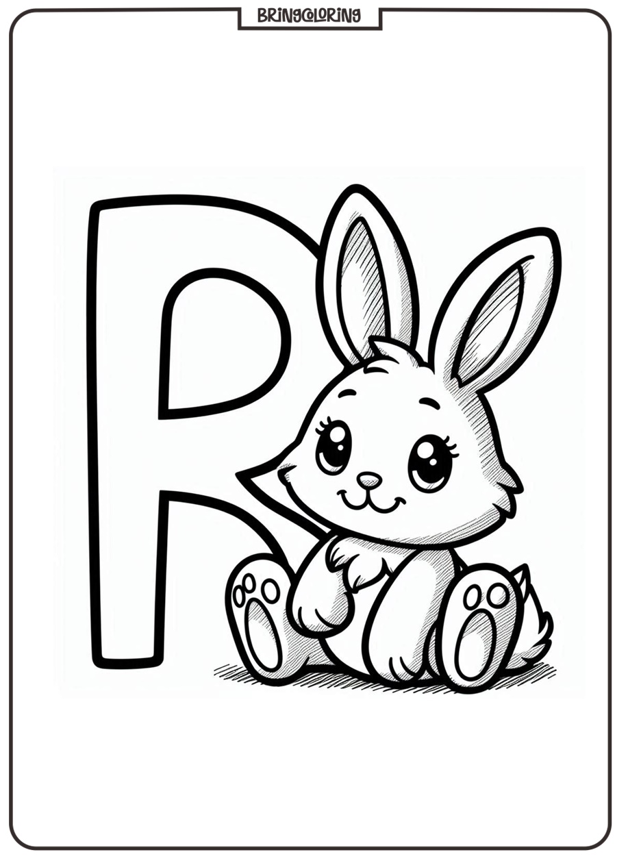 Alphabet Letter R with Rabbit Coloring Page for Kids 1 alphabet letter R with Rabbit coloring page for kids - bringcoloring.com