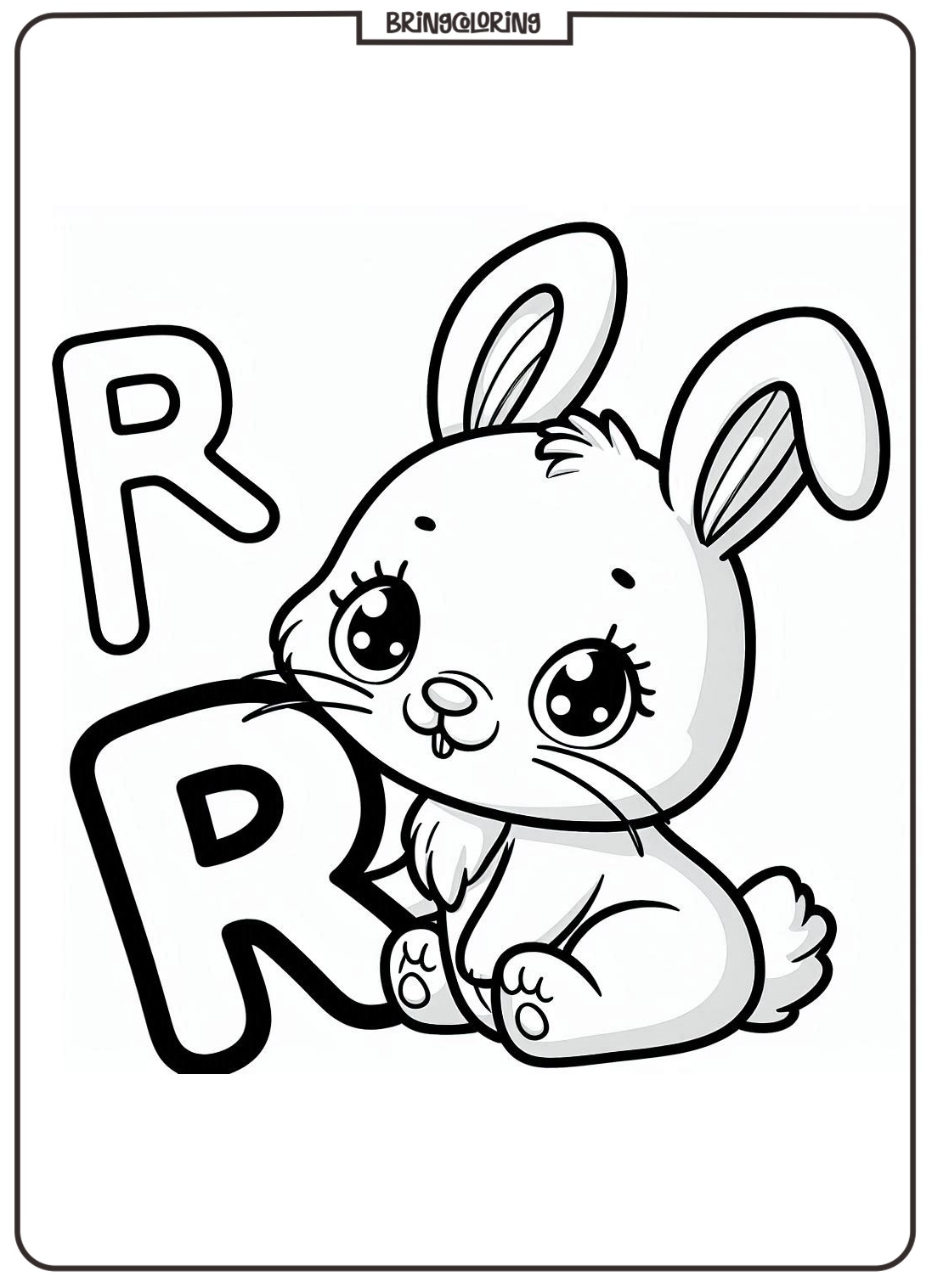 Alphabet Letter R with Rabbit Coloring Page for Kids 3 alphabet letter R with Rabbit coloring pages - bringcoloring.com