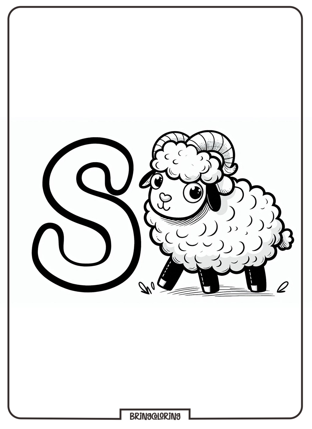 Alphabet Letter S with Sheep Coloring Pages 2 alphabet letter S with Sheep coloring page - bringcoloring.com