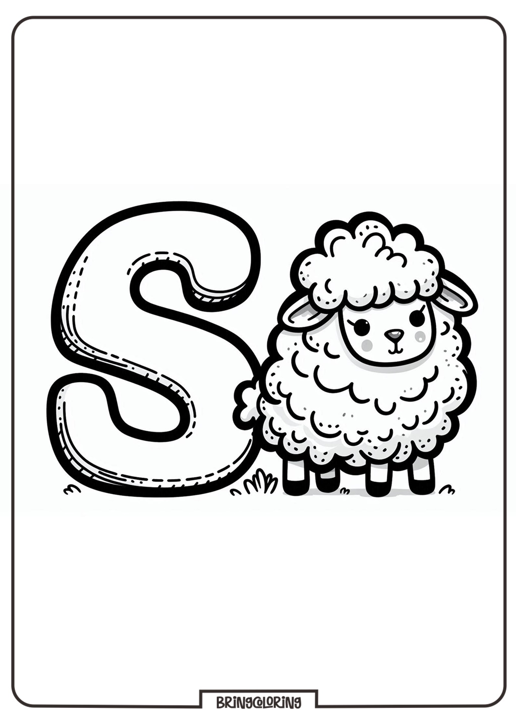 Alphabet Letter S with Sheep Coloring Pages 3 alphabet letter S with Sheep coloring pages for kids - bringcoloring.com