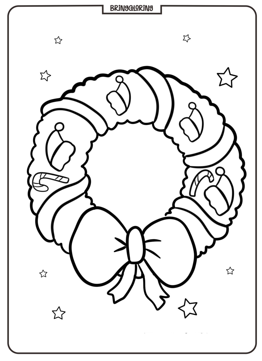 Celebrate the Holiday Season with Christmas Wreath Coloring Pages 3 christmas wreath decorated coloring online pages