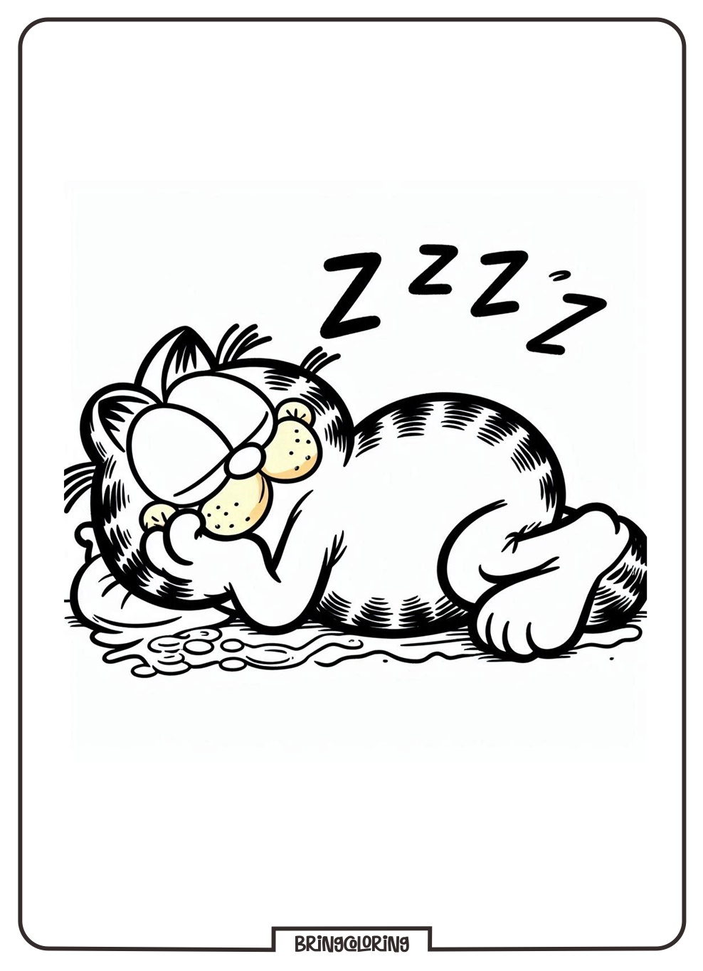 garfield sleep coloring online page bringcoloring.com