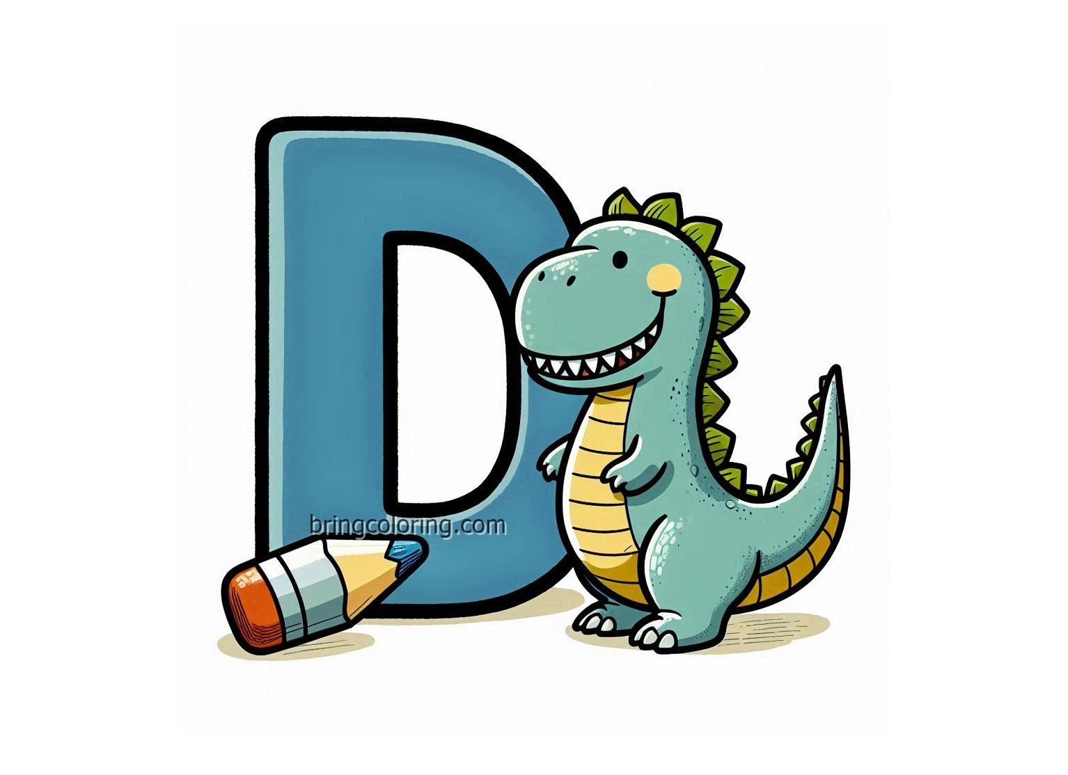 Alphabet Letter D with Dinosaur Coloring Pages 4 image is alphabet letter D with Dino coloring
