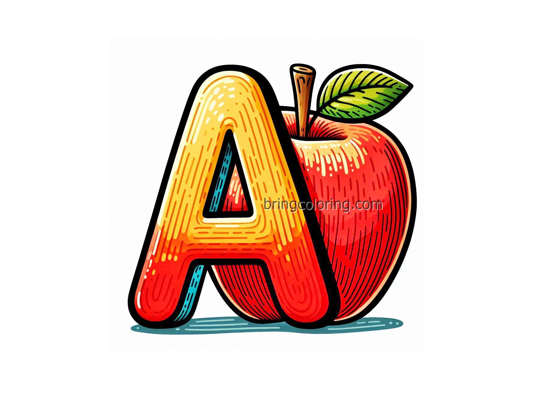 Alphabet Letter A with Apple Coloring Pages 4 image of alphabet letter A with Apple Coloring