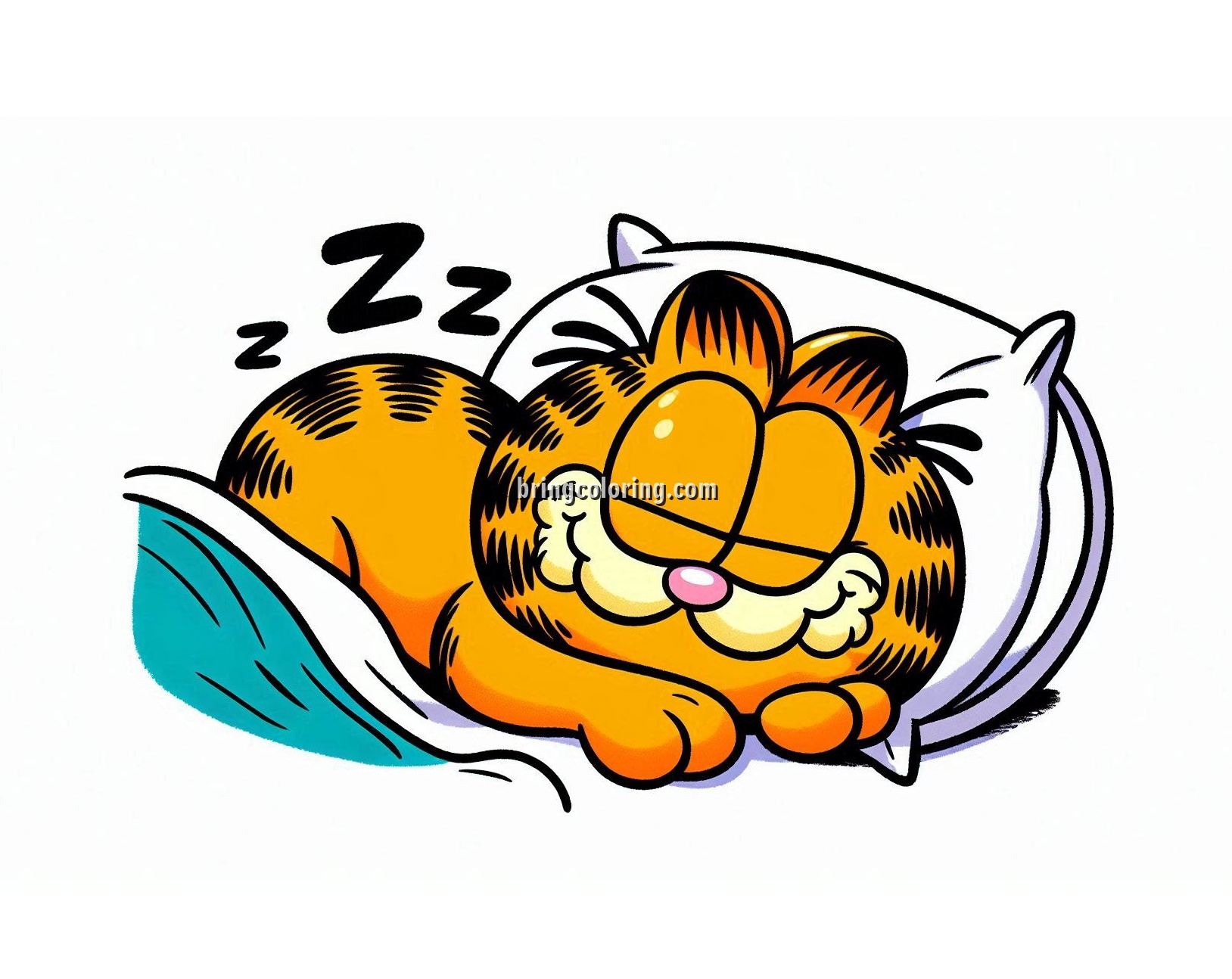 image of garfield sleep coloring page