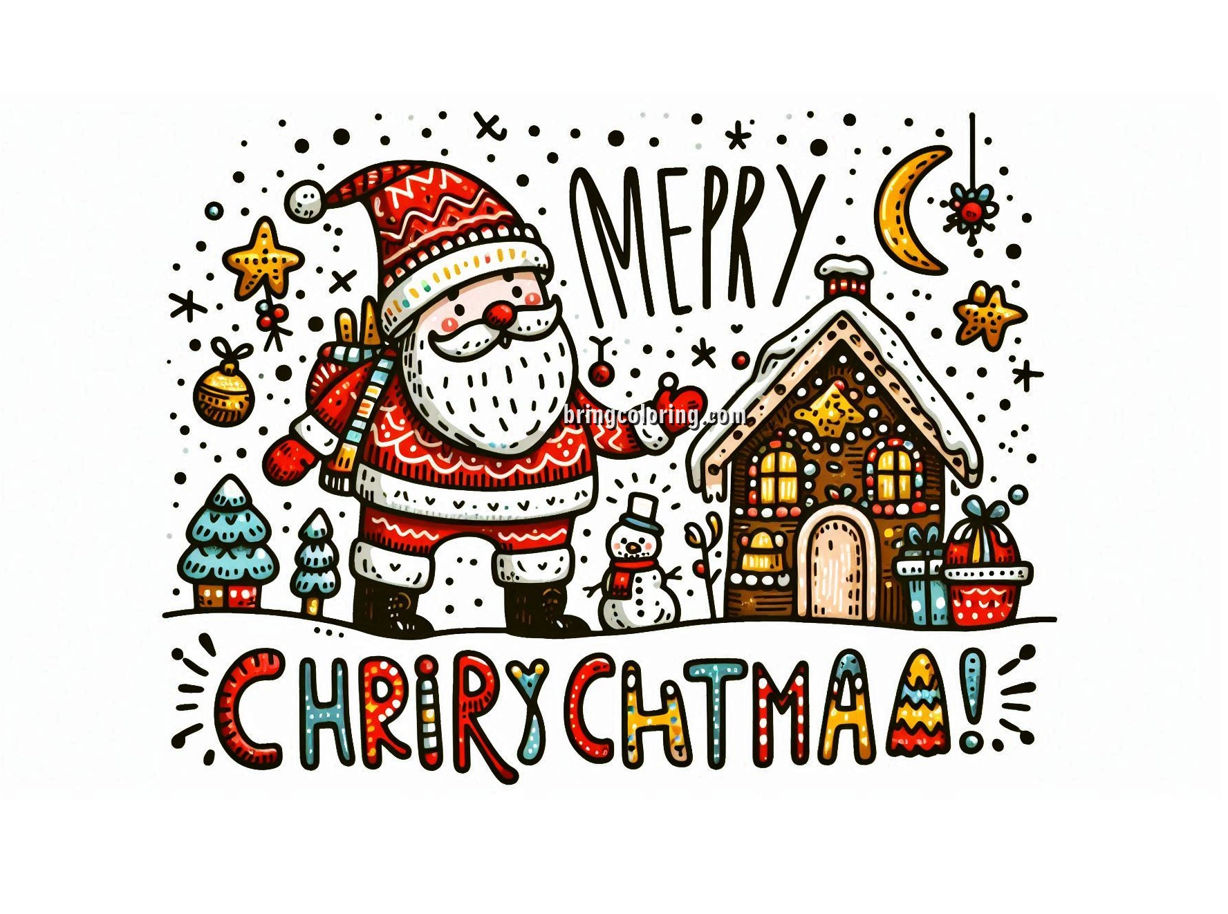 image of merry christmas coloring