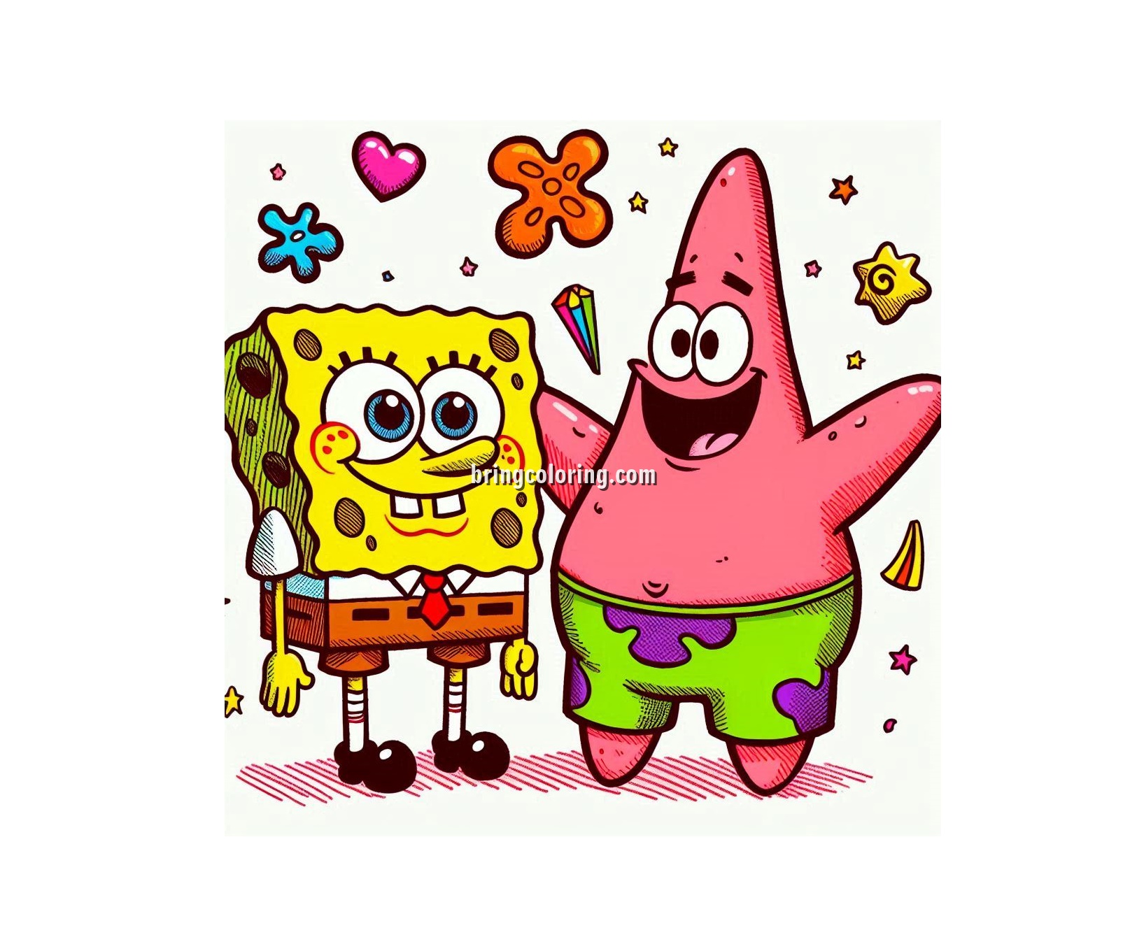 The Exciting Adventures of Two Best Friends SpongeBob and Patrick Star Coloring Pages 4 image of spongebob and patrick star coloring