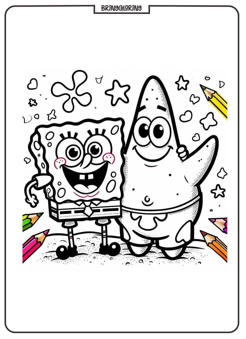 The Exciting Adventures of Two Best Friends SpongeBob and Patrick Star Coloring Pages 2 spongebob and patrick star coloring online pages for kids