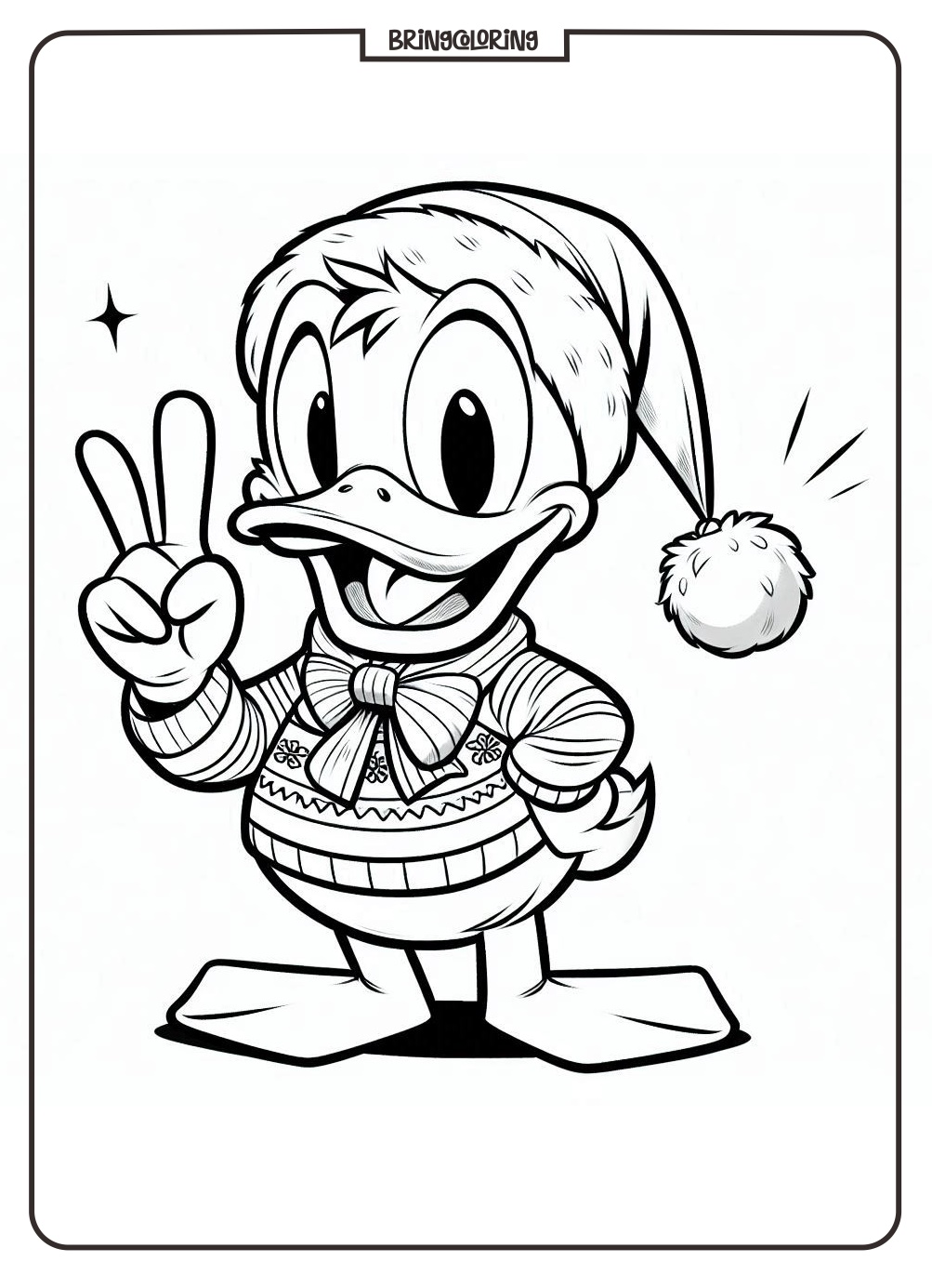 Celebrate Christmas with Donald Duck! 2 Donald Duck Celebrates Christmas Coloring Pages bringcoloring.com