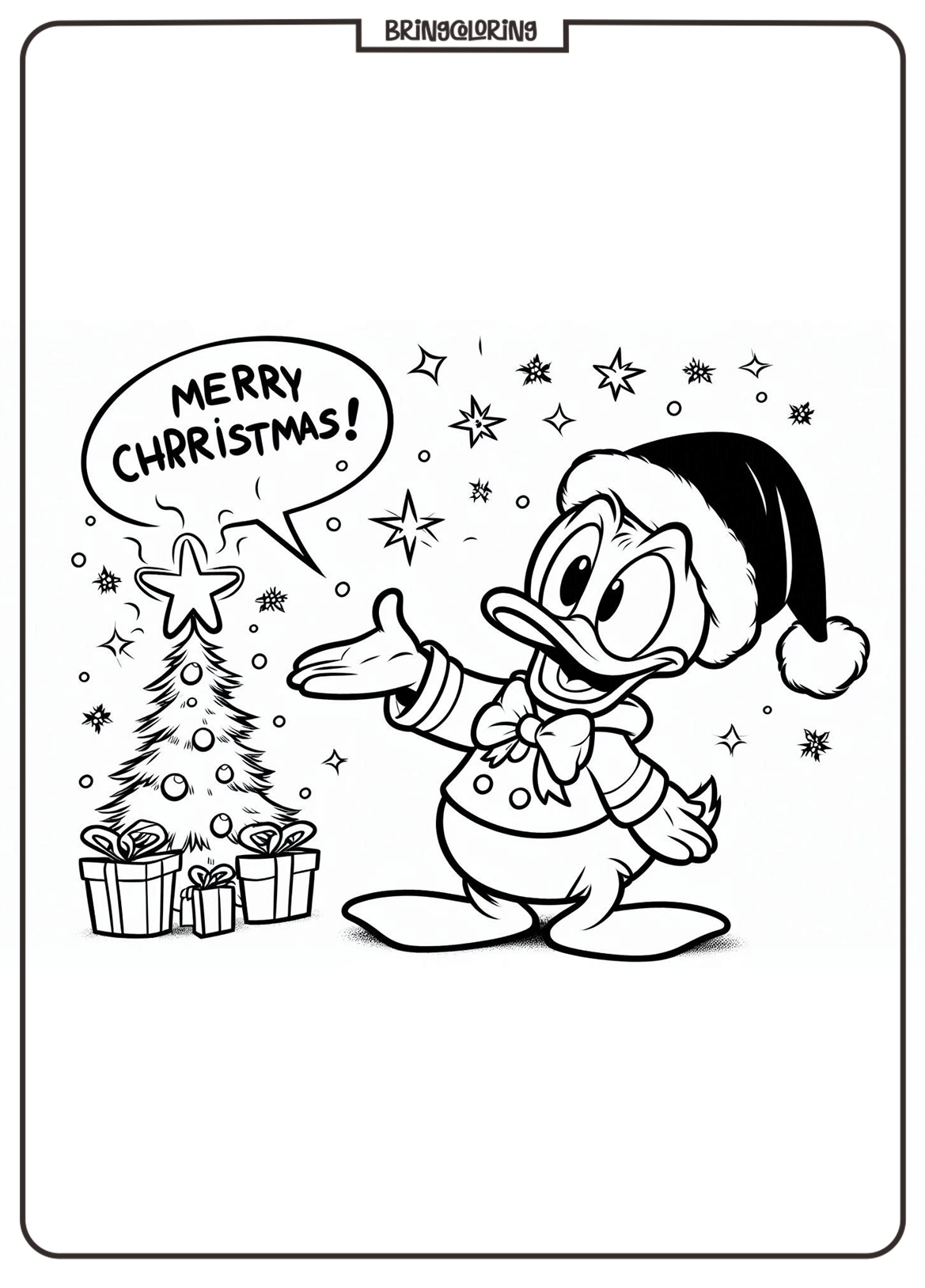 Celebrate Christmas with Donald Duck! 3 Donald Duck Celebrates Christmas Coloring Pages