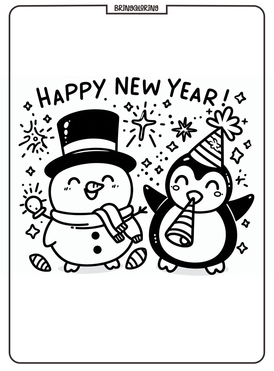 Celebrate with Joy Using Happy New Year Coloring Pages for Kids! 3 Happy New Year Coloring Online Pages for Kids bringcoloring.com
