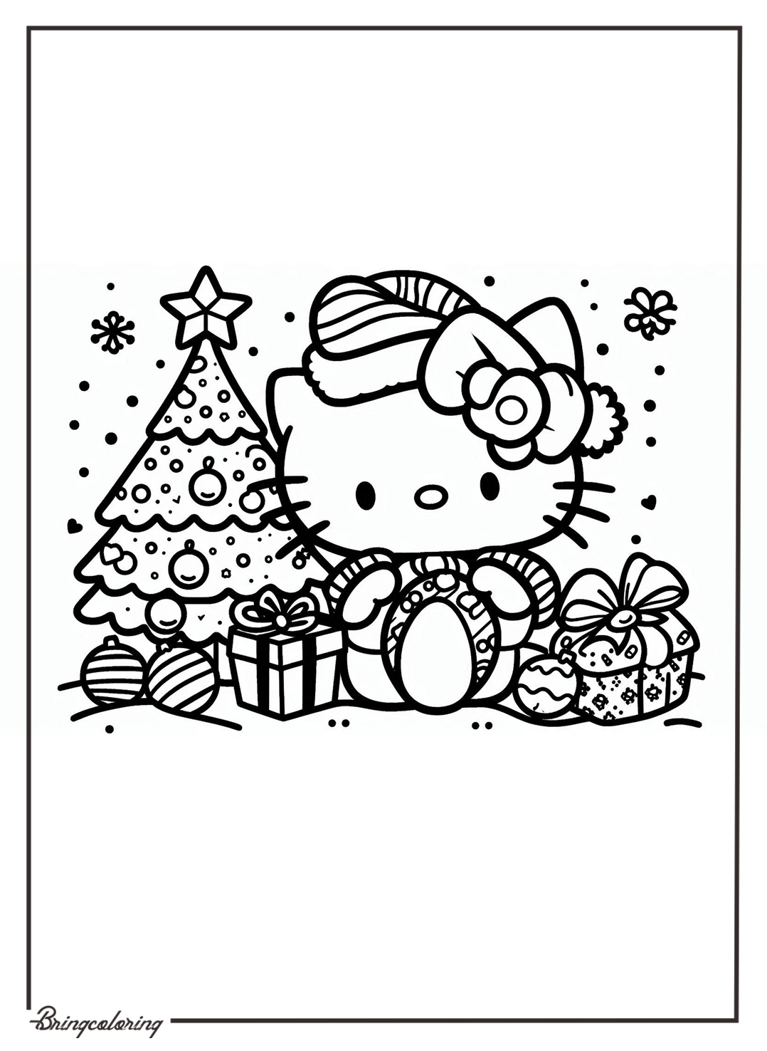 Hello Kitty Celebrate Christmas Coloring Online Page bringcoloring.com