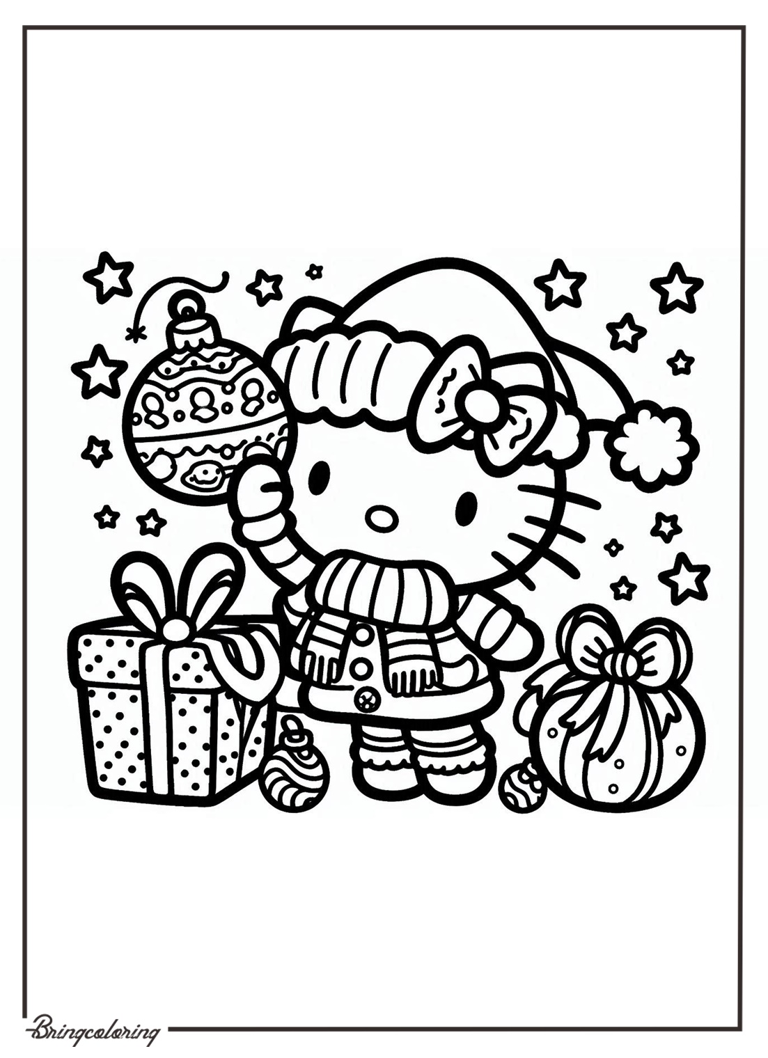 Hello Kitty Celebrate Christmas Coloring Online Pages for Kids bringcoloring.com