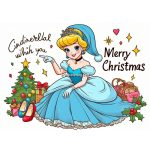 Image of Cinderella wishes you a Merry Christmas coloring
