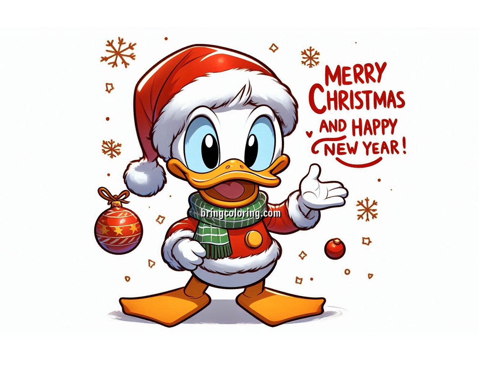 Celebrate Christmas with Donald Duck! 4 Image of Donald Duck Celebrates Christmas Coloring bringcoloring.com