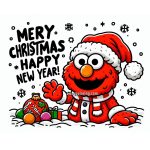 Image of Elmo Celebrates Christmas and Happy New Year Coloring