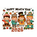 Image of Happy New Year 2026 for kids