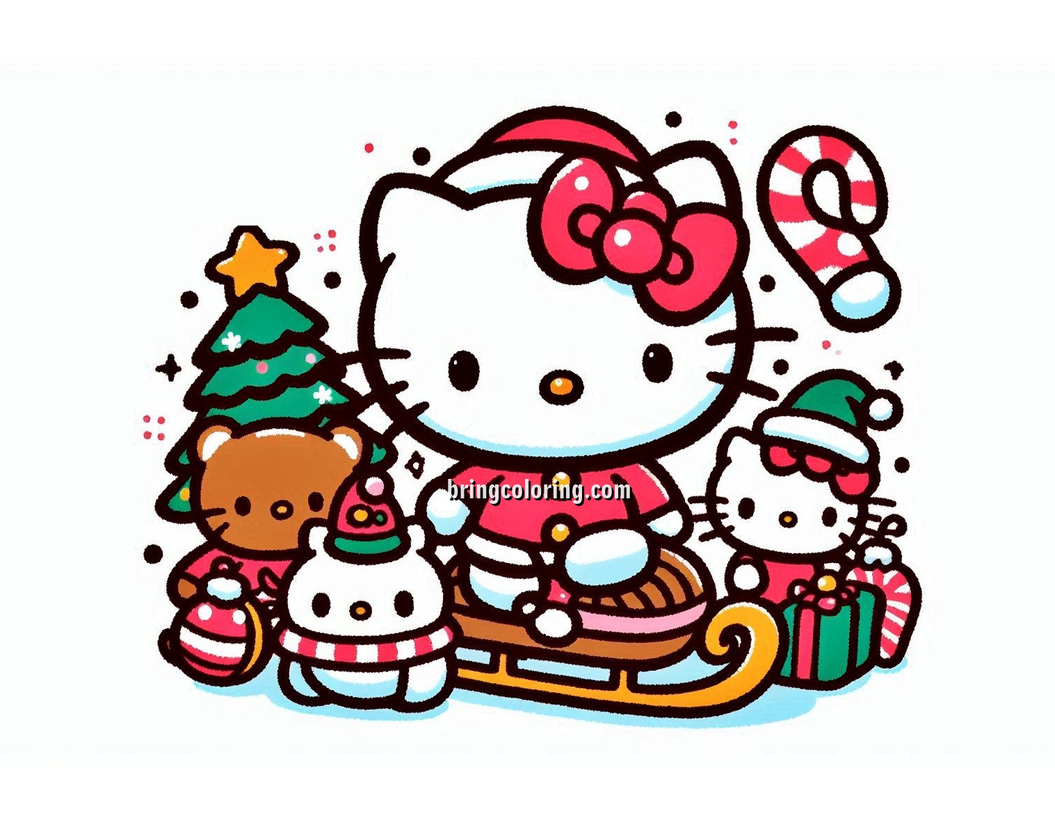 Image of Hello Kitty Celebrate Christmas Coloring