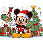 Image of Mickey Mouse Celebrate Christmas Coloring