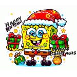 SpongeBob Celebrates Christmas and Happy New Year Image of Spongebob celebrates Christmas and Happy New Year Coloring