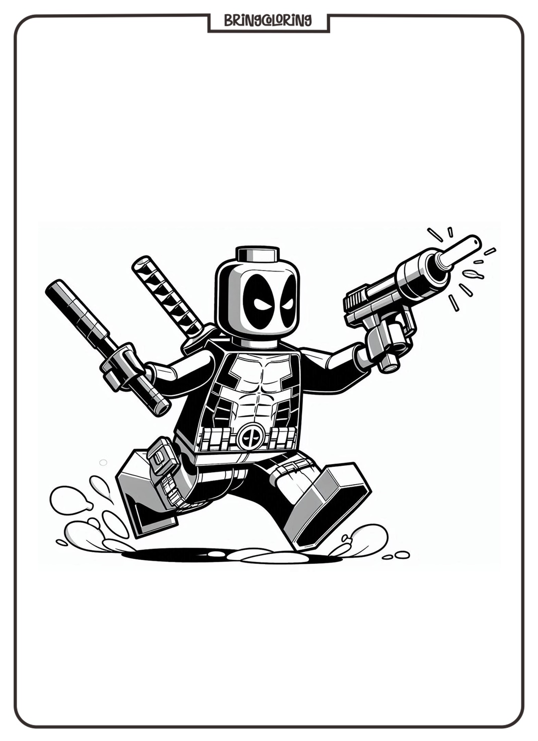 Get Ready for Fun with the LEGO Deadpool Coloring Pages! 3 Lego Deadpool Coloring Pages bringcoloring.com