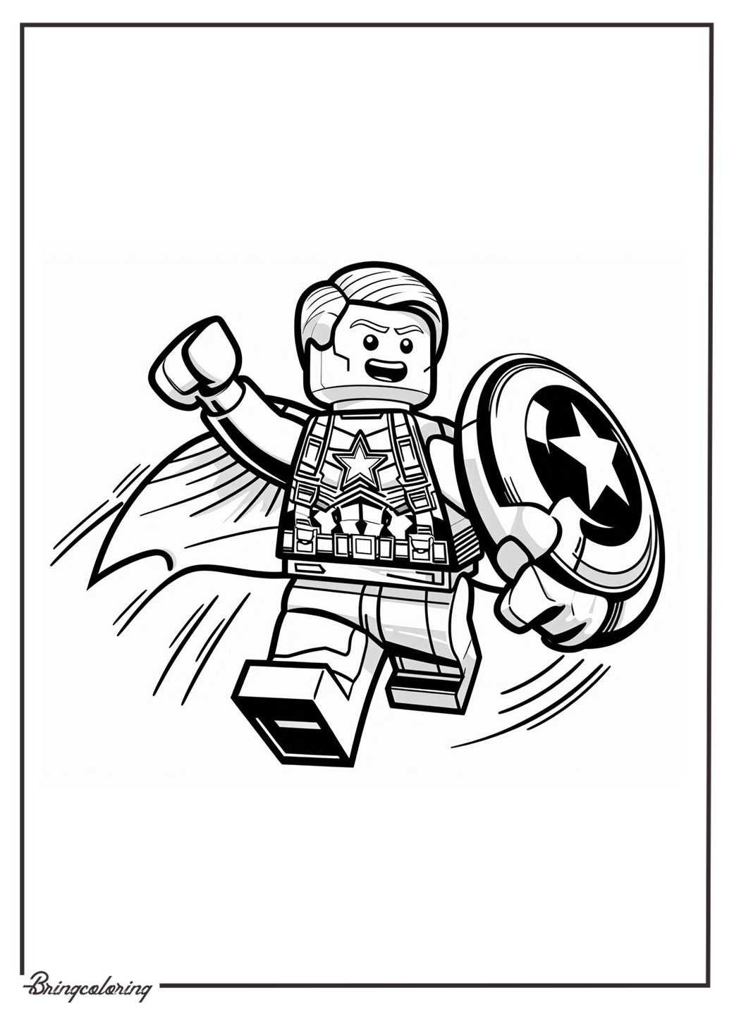 Lego captain america in action coloring online page bringcoloring.com