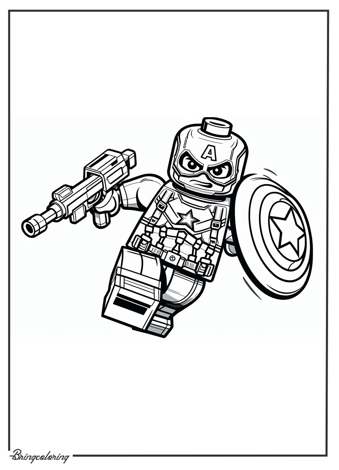 Lego captain america in action coloring online pages bringcoloring.com