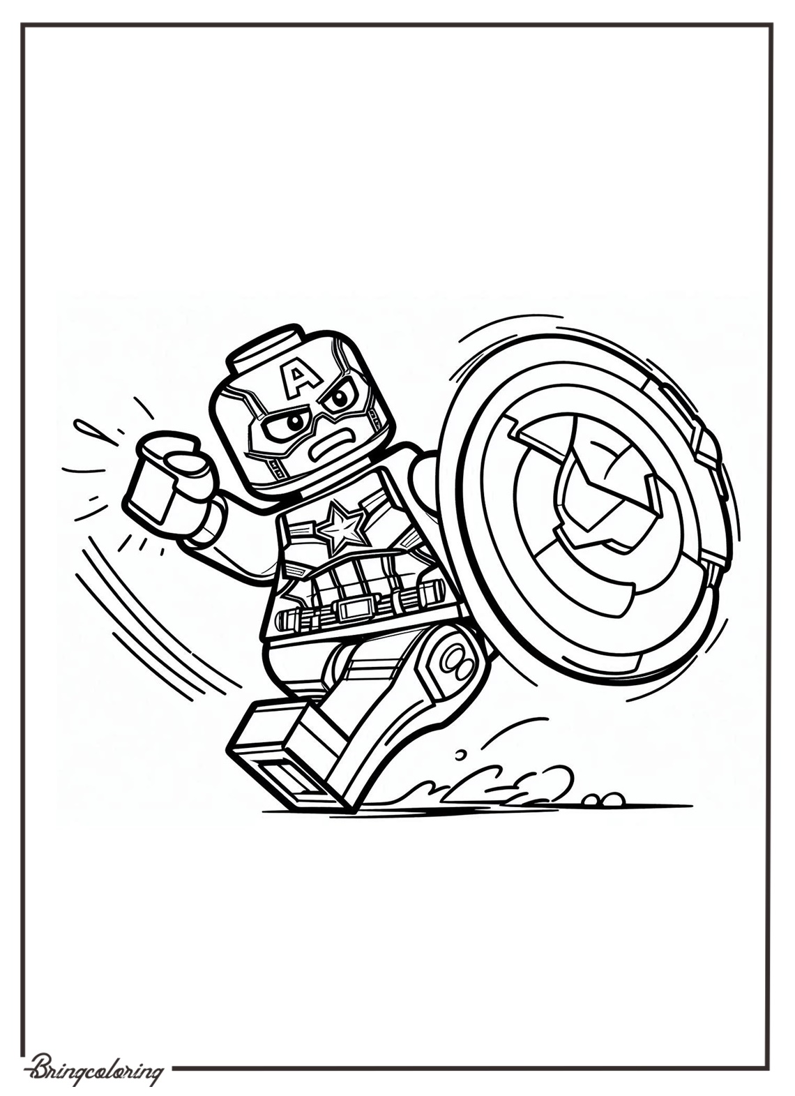 Lego captain america in action coloring online pages for kid bringcoloring.com