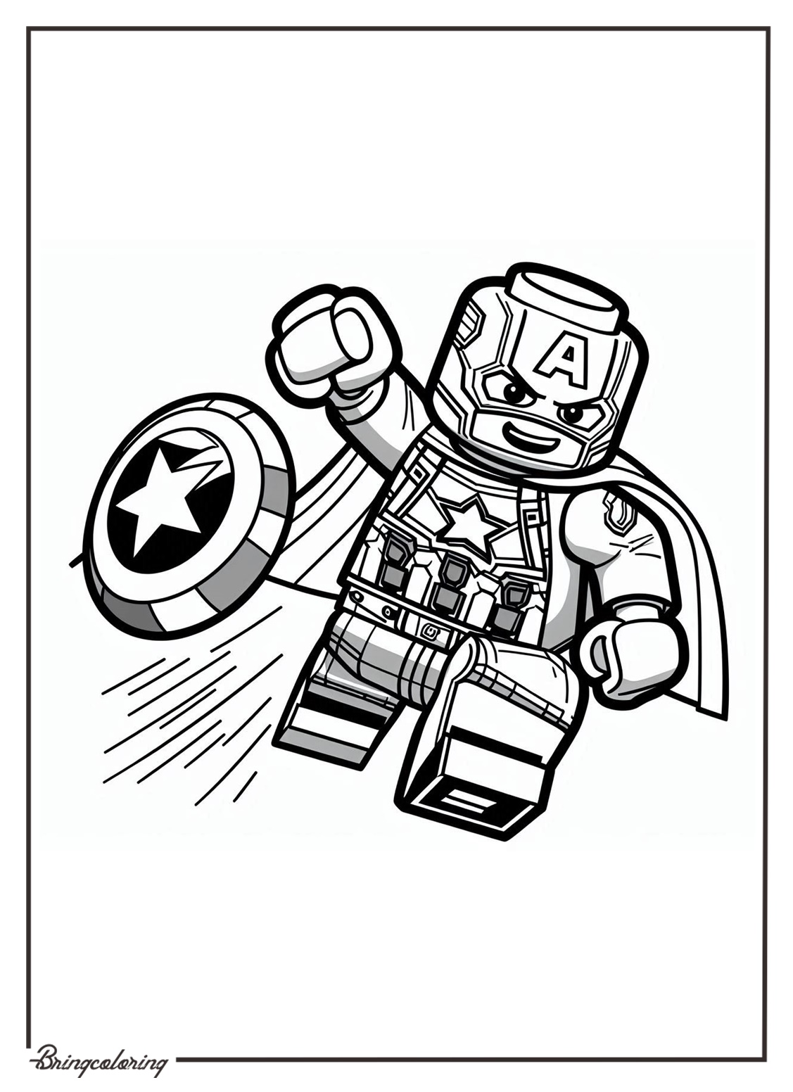 Lego captain america in action coloring online pages for kids bringcoloring.com