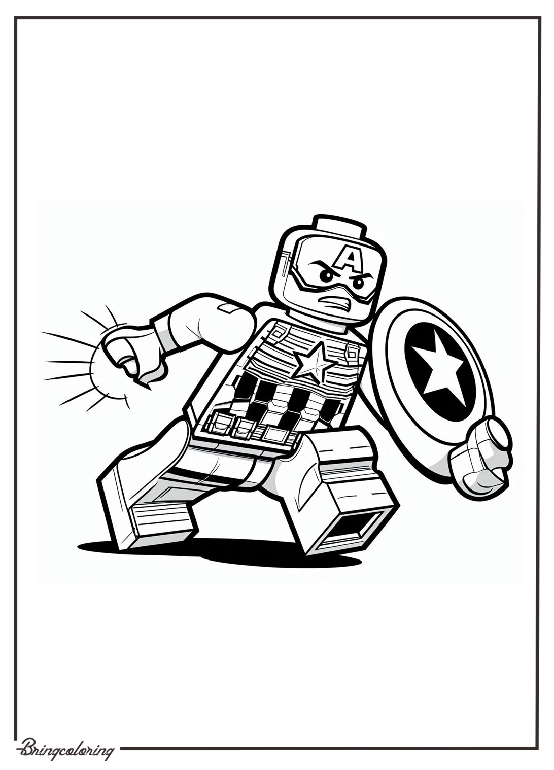 Lego captain america in action coloring page for kids bringcoloring.com