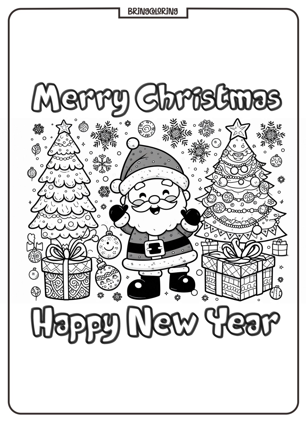 Merry Christmas and happy New Year Coloring Online Bringcoloring.com