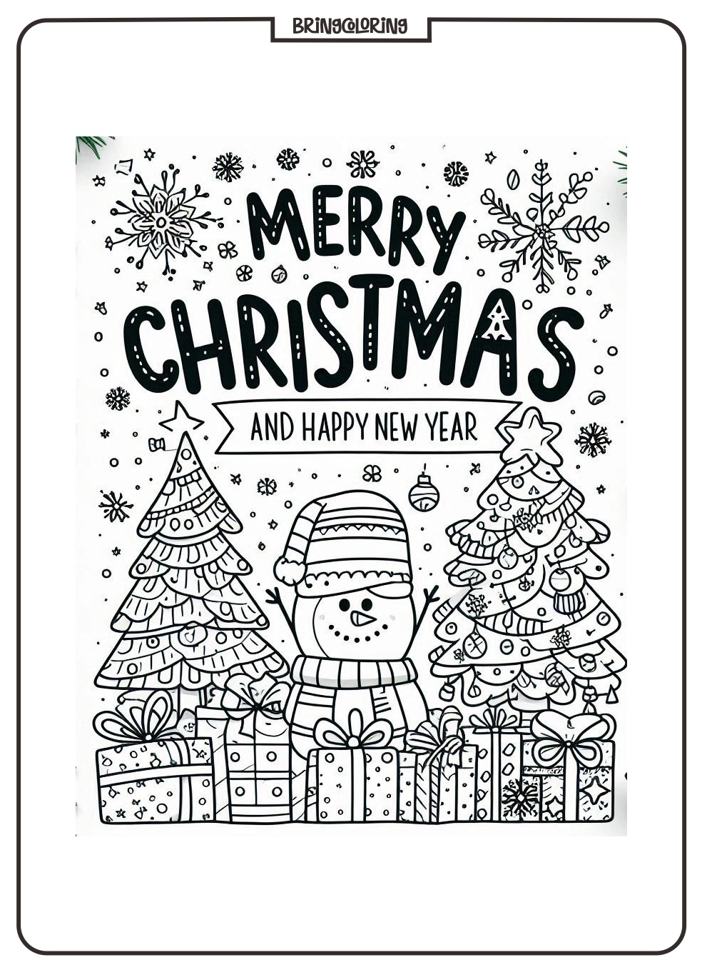 Merry Christmas and happy New Year Coloring Online Pages Bringcoloring.com