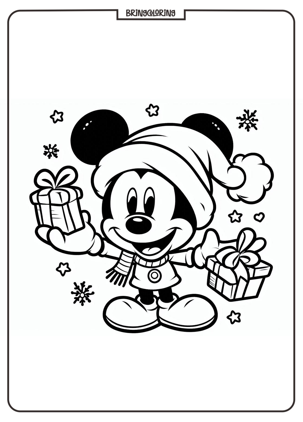 Merry Christmas Greetings from Mickey Mouse Coloring Page 2 Mickey Mouse Celebrate Christmas Coloring Online Page bringcoloring.com