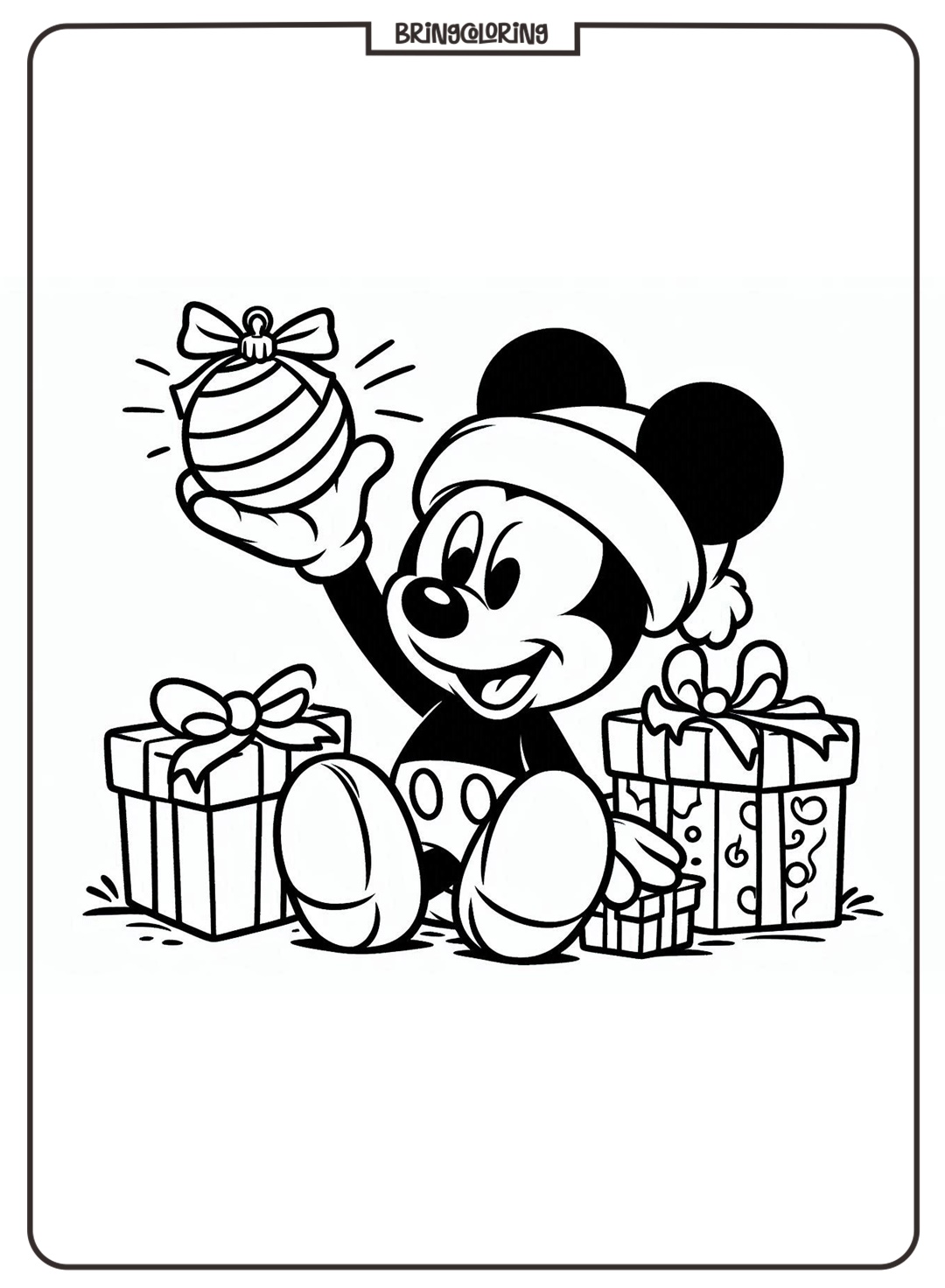 Merry Christmas Greetings from Mickey Mouse Coloring Page 3 Mickey Mouse Celebrate Christmas Coloring Online Pages bringcoloring.com