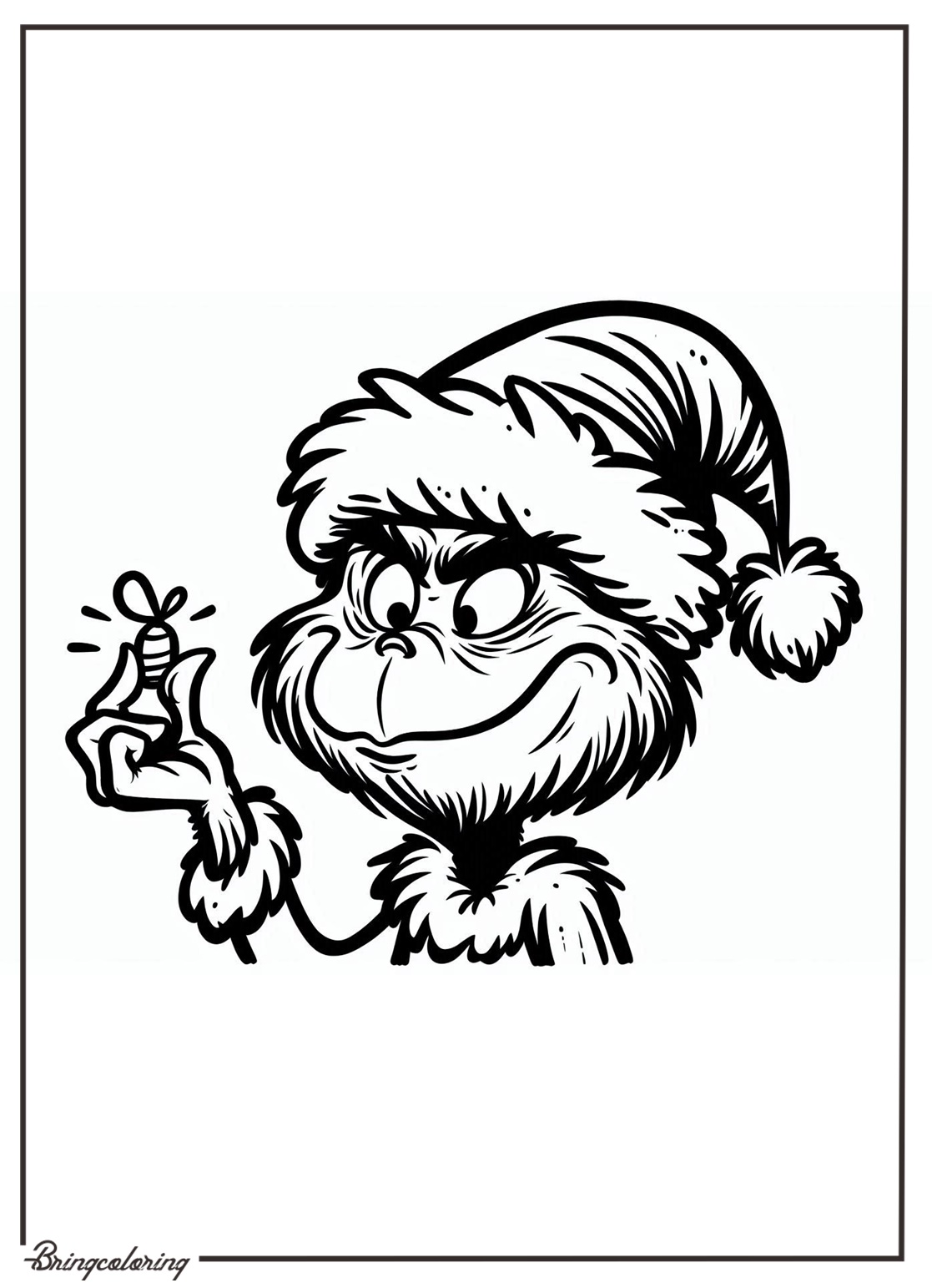 Mr Grinch with Santa Hat Merry Christmas Coloring Online Pages bringcoloring.com