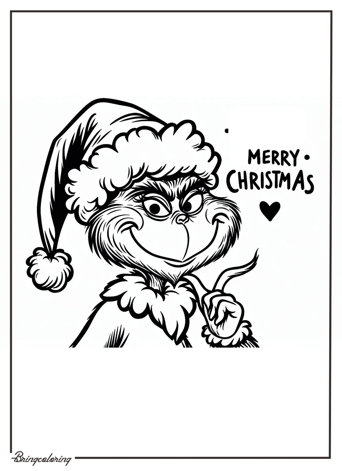 Mr Grinch with Santa Hat Merry Christmas Coloring Online bringcoloring.com