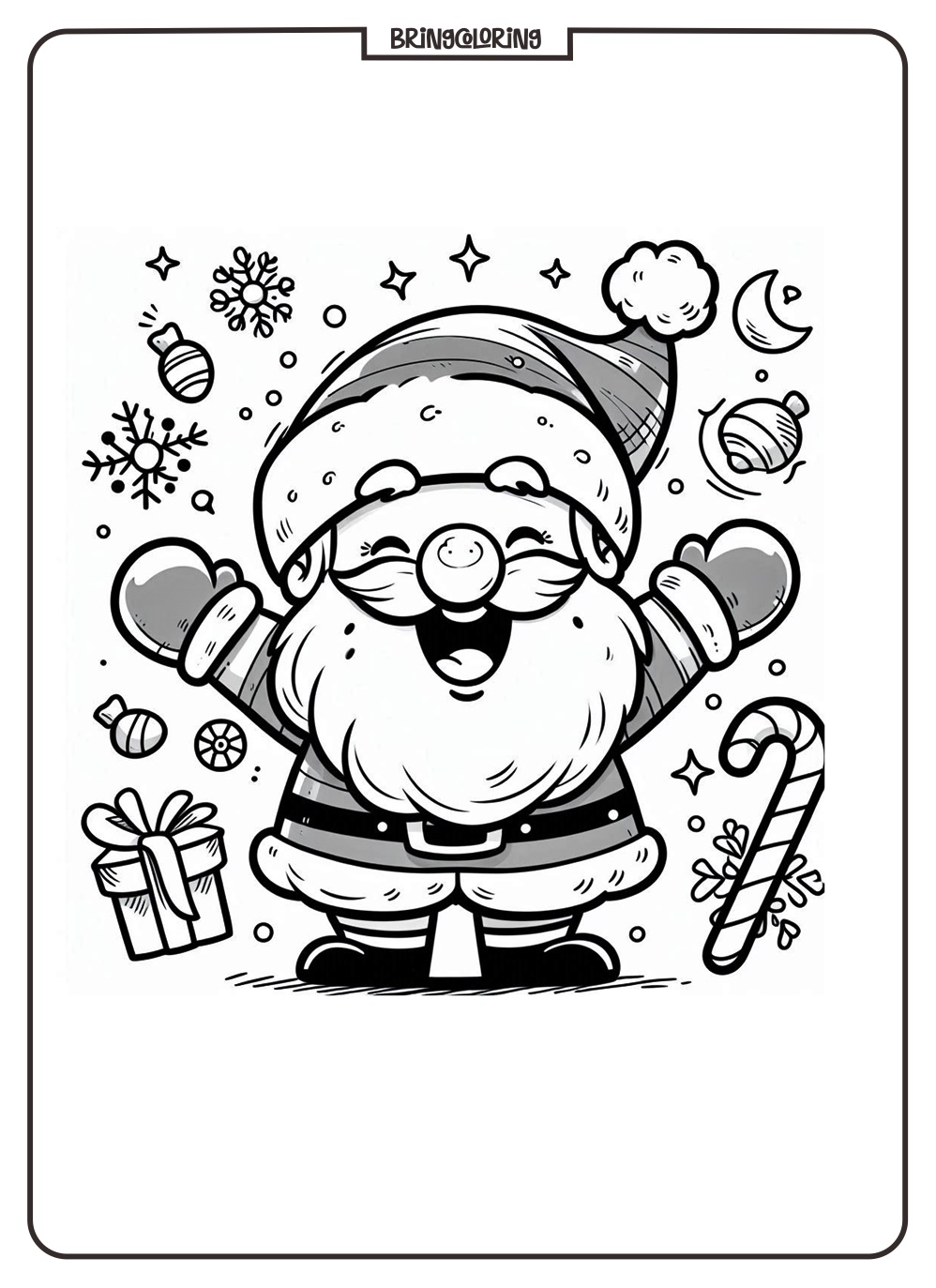 Santa Celebrates Chismast Eve Coloring Online Page bringcoloring.com