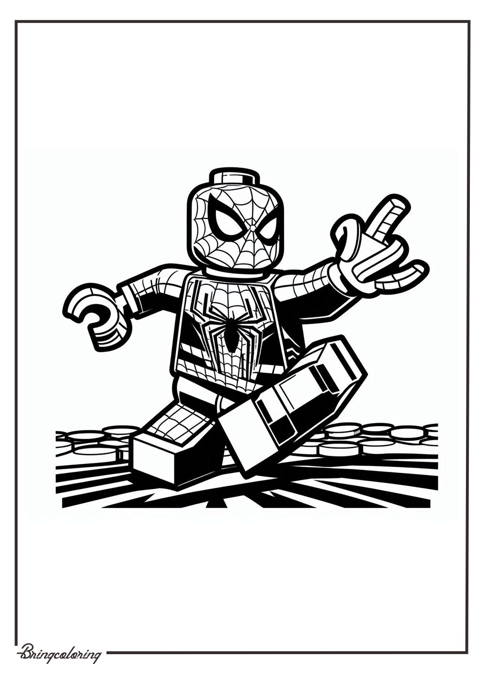 LEGO Spiderman Coloring Pages for Kids 1 bringcoloring.com Lego spiderman coloring page for kids