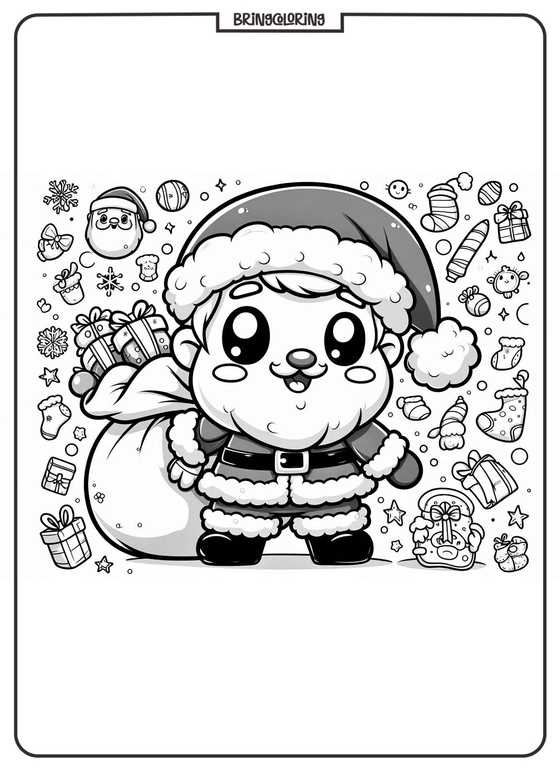 cute chibi santa coloring online pages bringcoloring.com