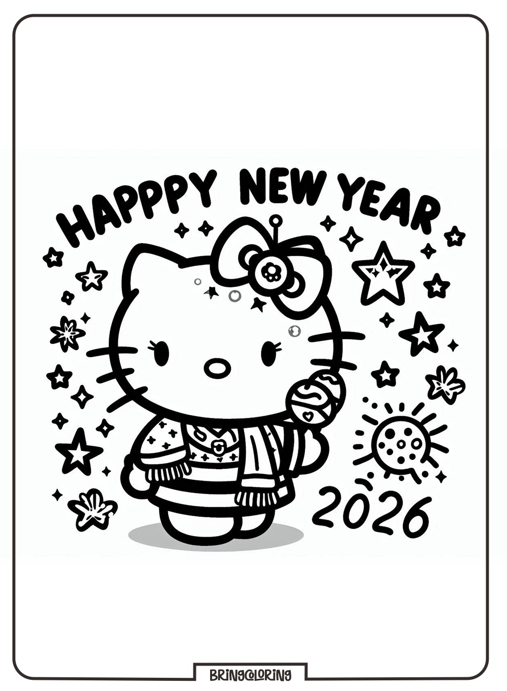 Hello Kitty Celebrate Happy New Year 2026 Coloring Pages for Kids 2 hello kitty celebrate happy new year 2026 coloring online pages bringcoloring.com