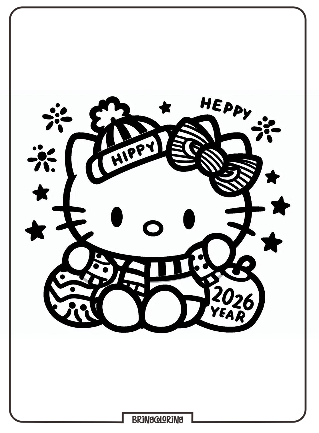 Hello Kitty Celebrate Happy New Year 2026 Coloring Pages for Kids 3 hello kitty celebrate happy new year 2026 coloring page bringcoloring.com
