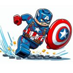 image of Lego captain america in action coloring